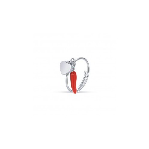 LUCA BARRA ANELLO DONNA IN ACCIAIO CON CRISTALLO BIANCO A FORMA DI