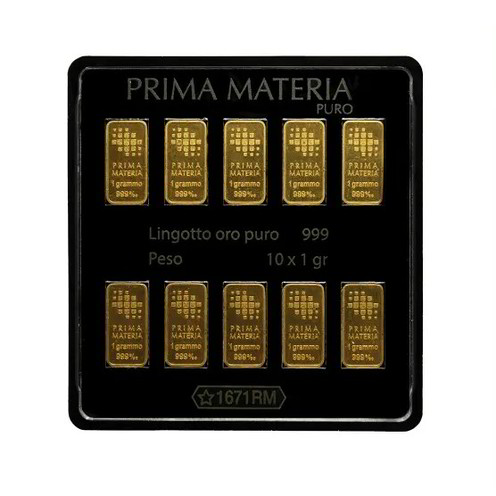 Blister Lingotti Oro 24Kt Prima Materia Puro 10x1 gr. - PMG10GR