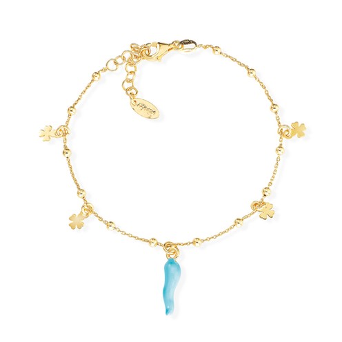 Bracciale Amen Cornetto Azzurro Cuori - BRCSQGA3