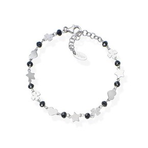 Bracciale Amen Quadrifogli Stelle e Cuori - BRCQSBN