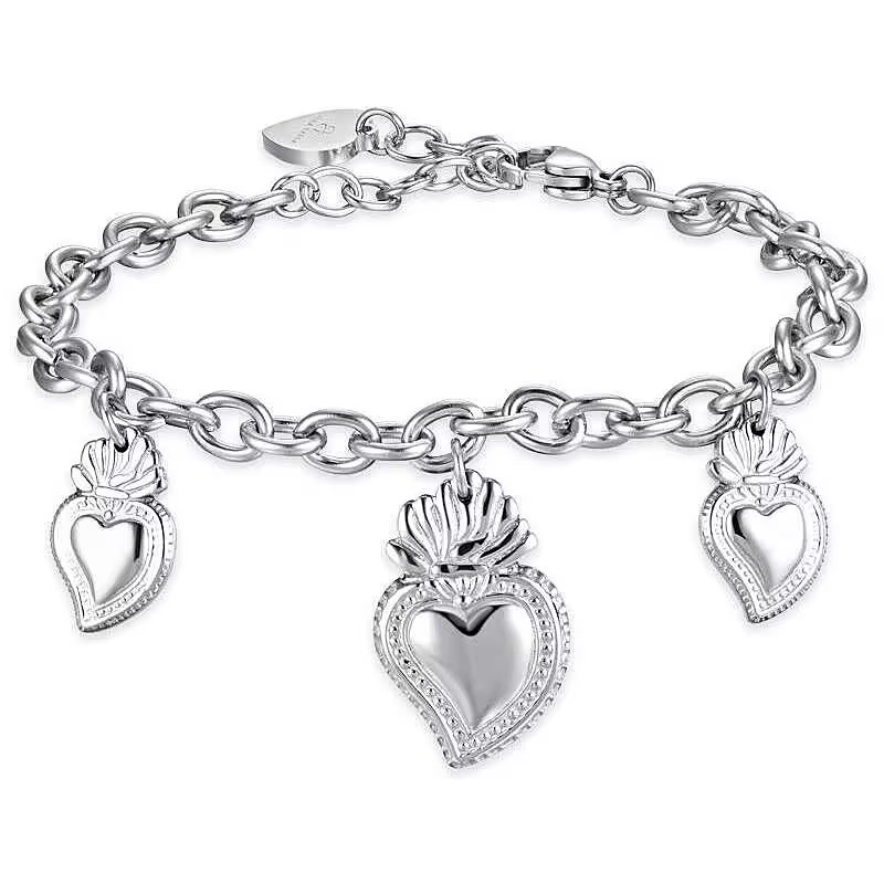 Luca Barra Bracciale da Donna Bracciale in Acciaio con Cuore E Corno. Lunghezza: 16 + 3 Cm La Referenza È Bk2012