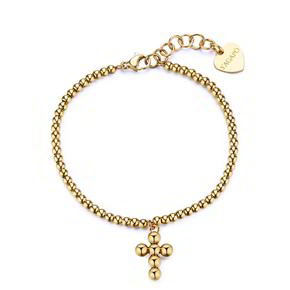 S'Agapõ Bracciale Donna in Acciaio e Cristalli con Simbolo Cuore | Collezione Trio - SRI13