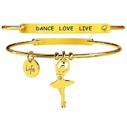 Bracciale Donna KIDULT - Team Bride - Sposa - Acciaio 316L Con Smalto Rosa E Cristallo - Diametro 6 Cm - Collezione Special Moments