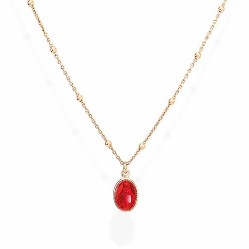 AMEN Gioielli Collana Medaglia Miracolosa In Argento 925 Dorato - Regalo Donna - Lunghezza Regolabile 40-50 Cm