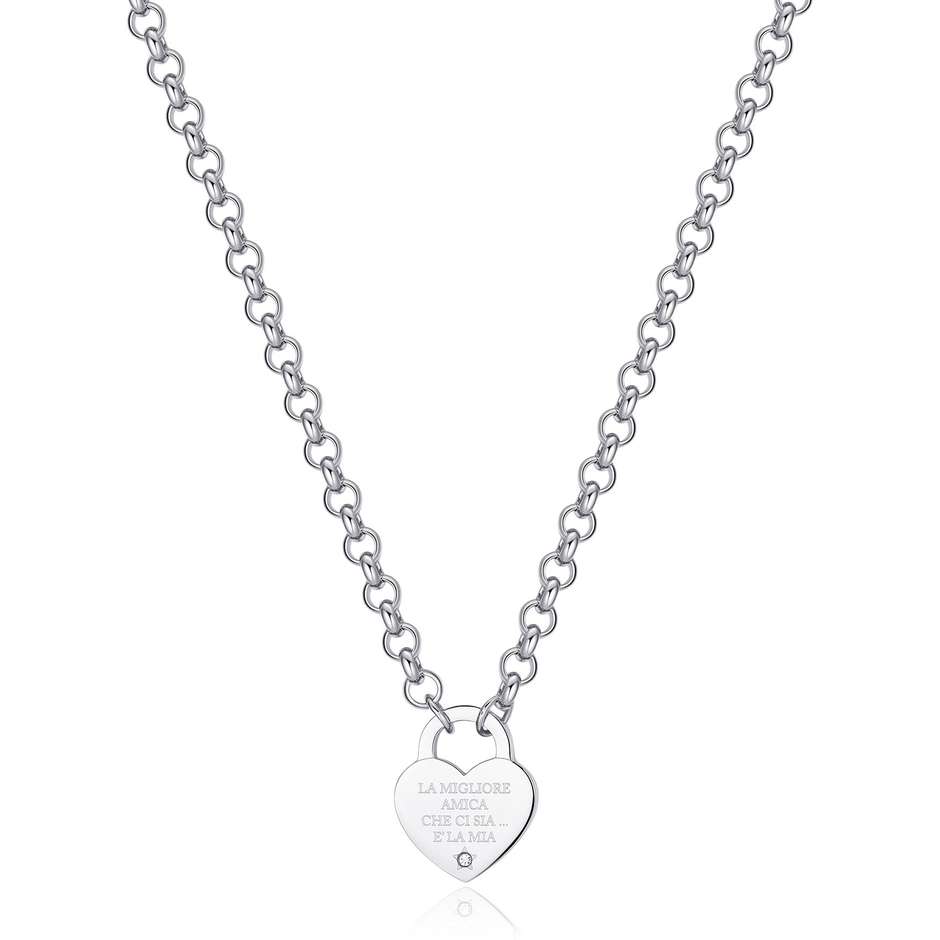 Sagapo Collana Lunga Cuore Da Donna Acciaio Con Cristalli Sagapò SSE04 S'Agapo