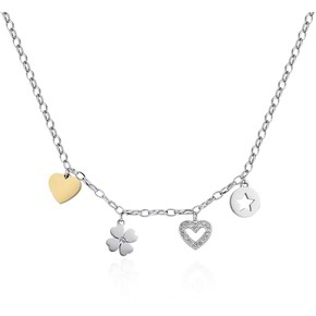 S'Agapõ Collana Girocollo Componibile In Acciaio 316L – Collezione Happy – Finitura Oro Rosa 14K Con Sfere In Vetro Nero – SHAC48