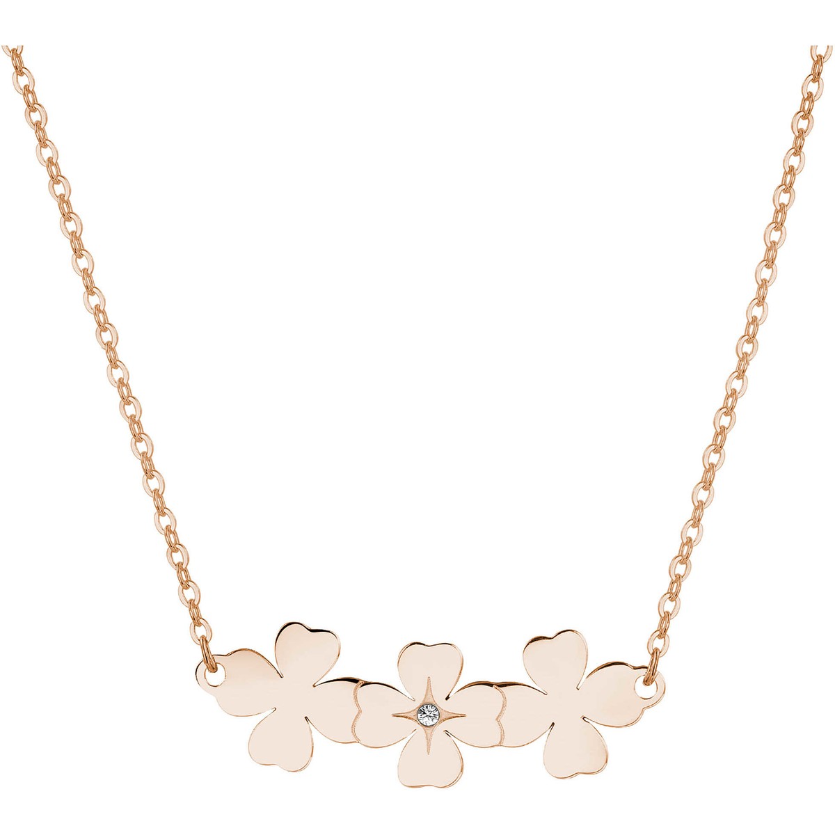 S'Agapõ Collana Girocollo Quadrifoglio | Acciaio 316L Oro Rosa 14K Con Cristallo | Gioiello Donna Ipoallergenico - 4