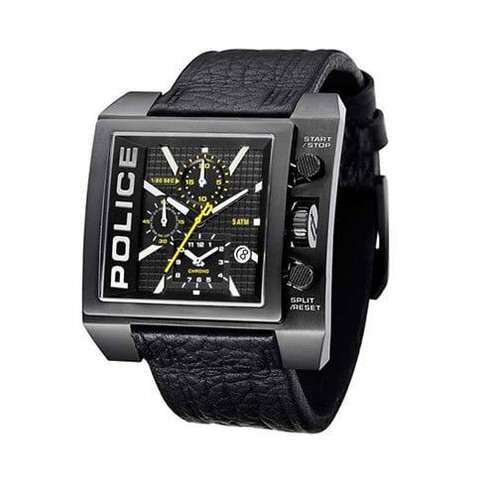 Orologio Uomo Police King Cobra R1451248005 | Cronografo Multifunzione Con Cinturino In Pelle Nera | Cassa In Acciaio Inox Antracite