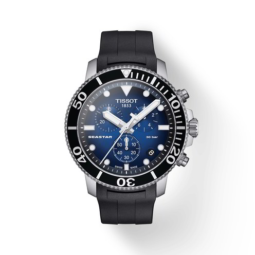 Tissot Seastar 1000 Orologio Da Uomo In Acciaio Inossidabile Nero PVD - Movimento Automatico Svizzero, Lunetta In Ceramica Unidirezionale, Impermeabile 30 Bar (300 M), Modello T1204073705100