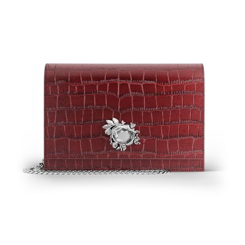 Pochette Raspini Jungle Pelle Croco Borgogna - L0034