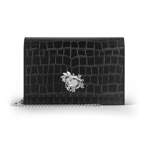 Pochette Raspini Jungle Pelle Croco Nera - L0027