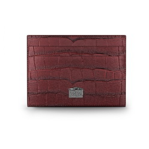 Portacarte Giovanni Raspini Pelle Croco Borgogna - L0029