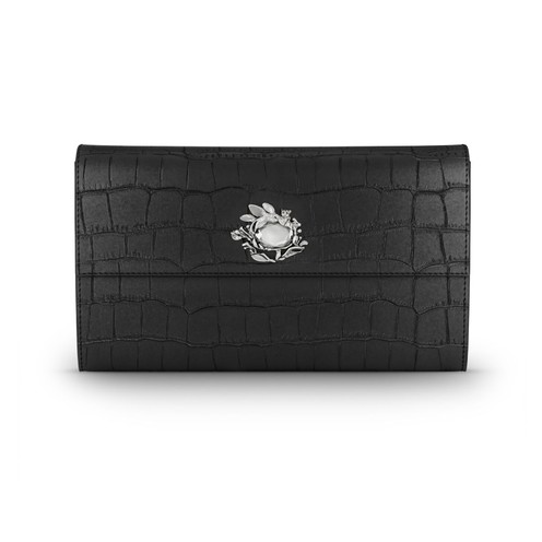 Portafoglio Raspini Jungle Continental Pelle Croco Nera - L0026
